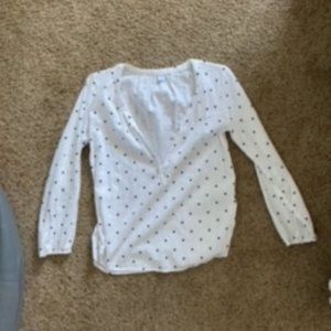 long-sleeved blouse, Old Navy, XS, White with black polka dots